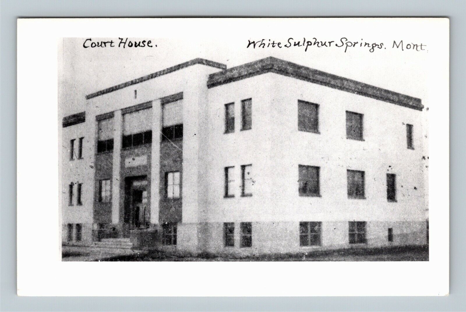 RPPC White Sulphur Springs MT, Courthouse, Real Photo Montana Vintage Postcard