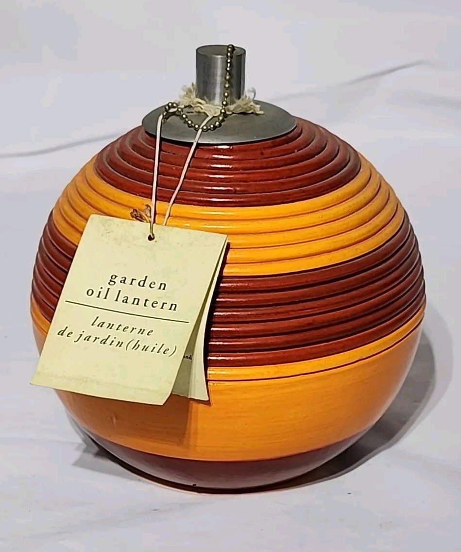Vintage PIER 1 IMPORTS Garden Oil Lamps Hobnail Geometric Orange Red Rare 