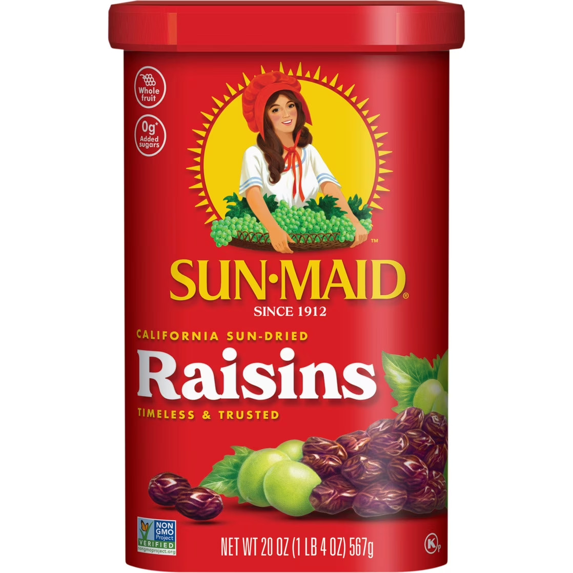 Sun-Maid California Sun-Dried Raisins 20 Oz  Whole Fruit  Canister 