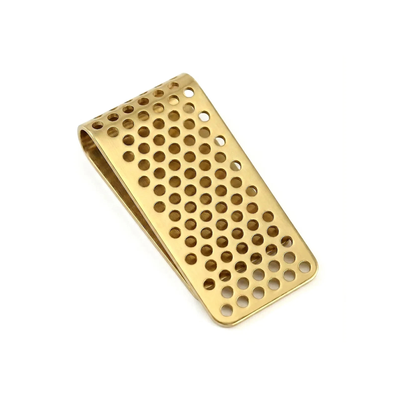 Custom Extra Large Honeycomb Money Clip 14K Yellow Gold Plated Size: 2\