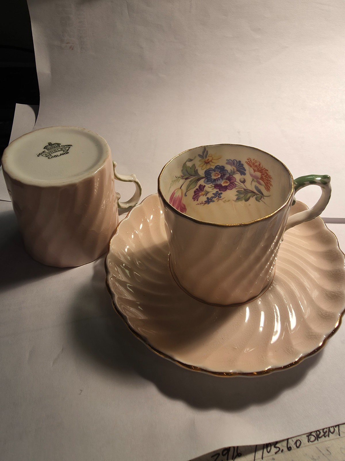 Aynsley fine bone china, demitasse cup and saucer , 12 piece set