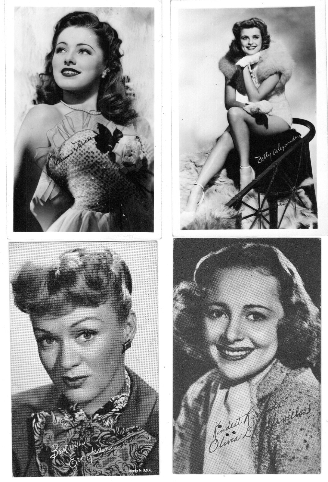 Vintage Hollywood Actress Studio Postcards - Lot of 4