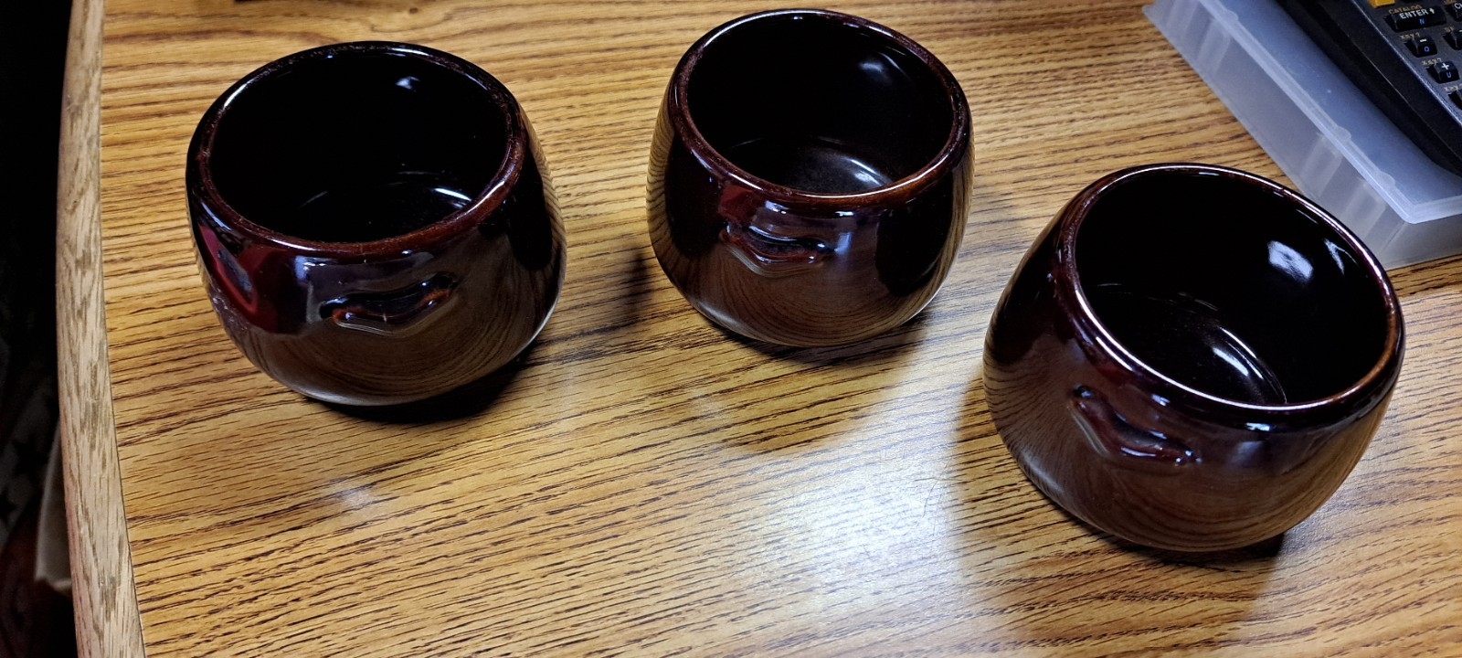 Vintage Brown West Bend Ceramic Bean/Soup Cups/Bowls Set Of 3
