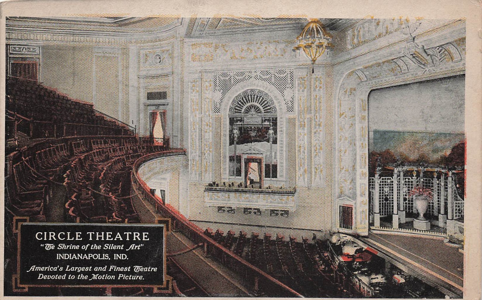 Indianapolis Indiana Hilbert Circle Theatre Interior Vtg Postcard I23