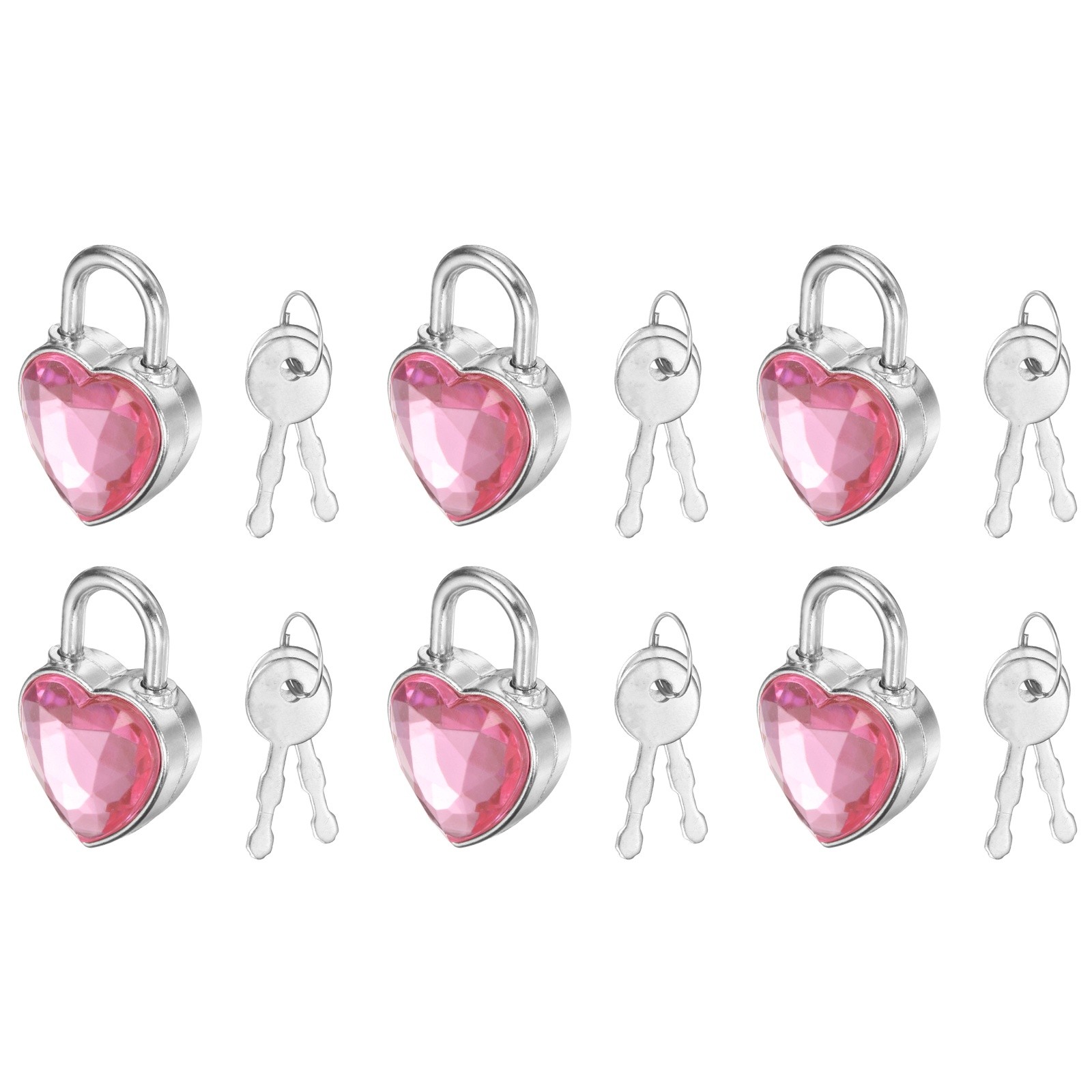 6Pcs Mini Diary Padlock, Small Heart Shaped Lock with 2 Keys Medium Pink 6Pcs Mini Diary Padlock, Small Heart Shaped Lock with 2 Keys Medium Pink