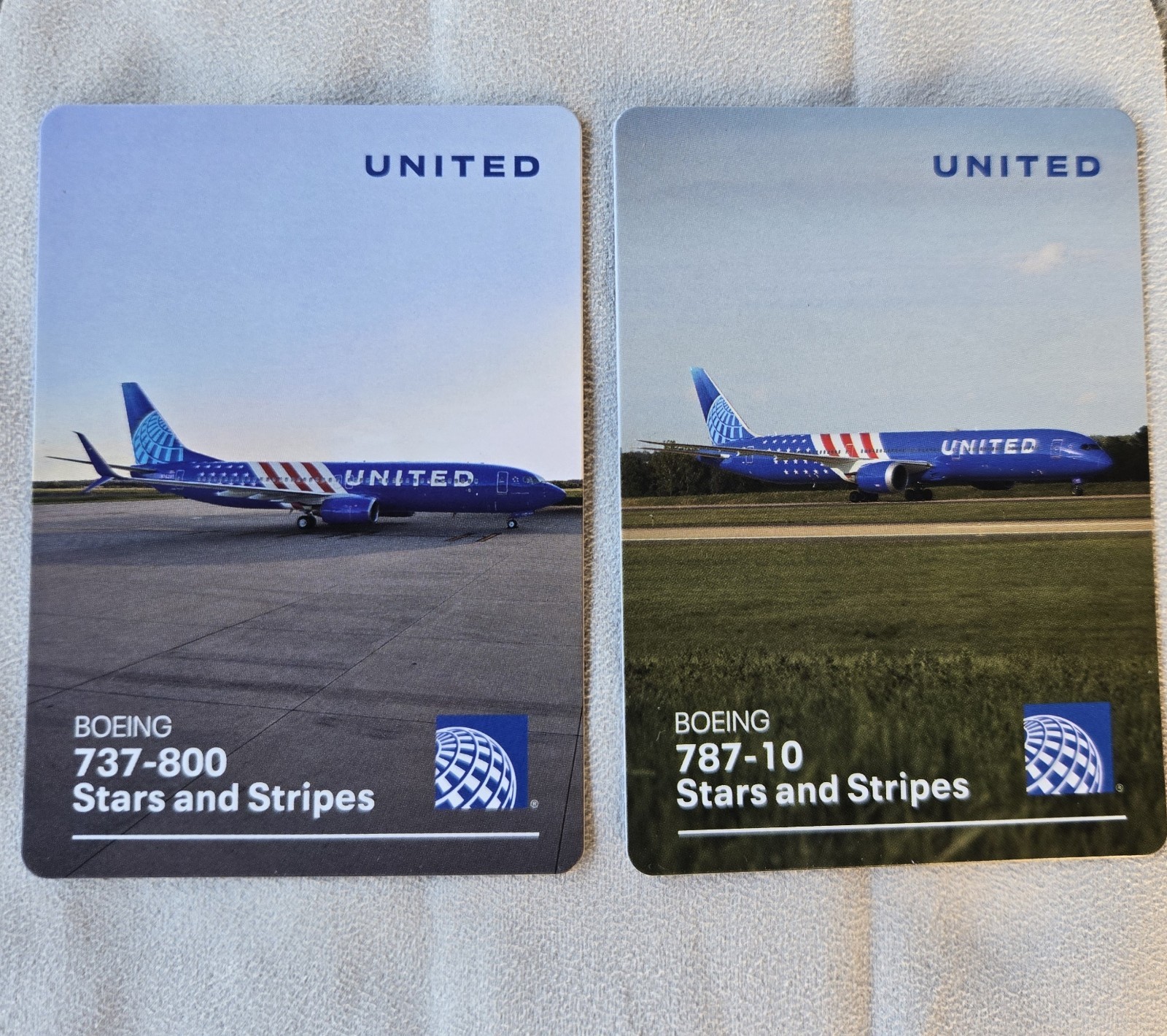 United Airlines Stars & Stripes Complete Pair 787-10 + 737-800 Cards 2026