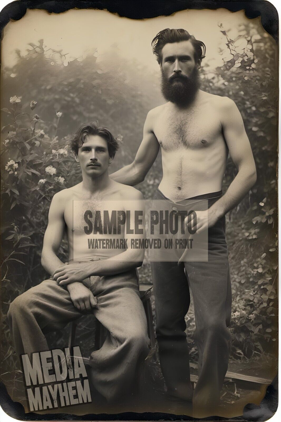 Two Homeless Men Hanging Out Shirts Off Print 4x6 Gay Interest Photo #120