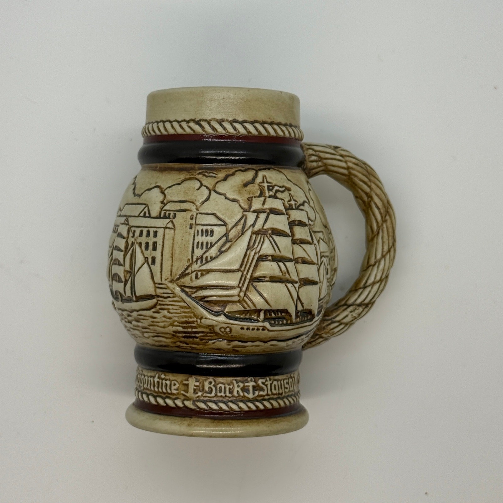 Avon Tall Ships Mini Stein 1982 Ceramarte Brazil Ceramic Nautical Rope Handle