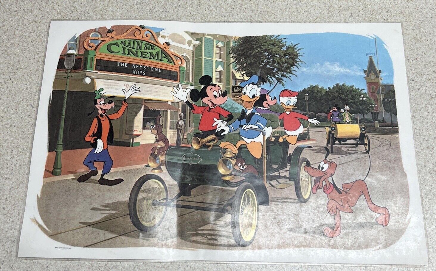 1964 Disney Vinyl Placemat Disneyland Mickey Goofy Donald Duck Pluto