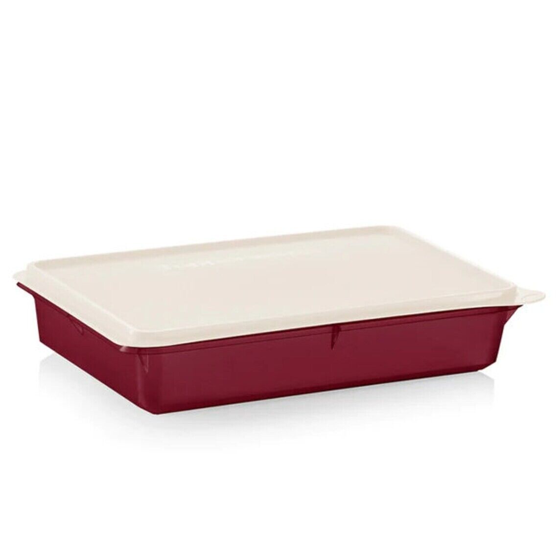 Tupperware Snack-Stor Large Container Maroon with White Seal  New