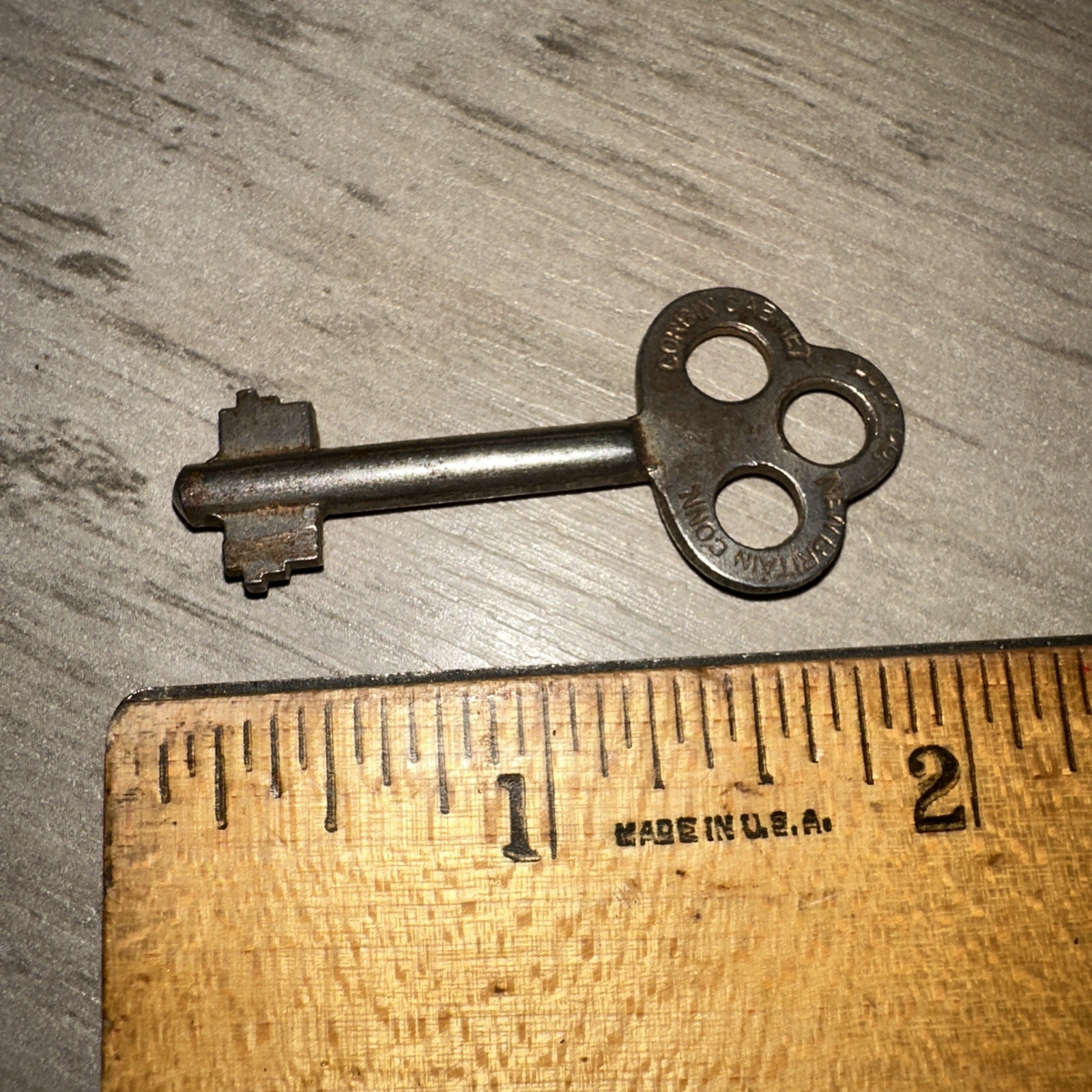 Antique Corbin Cabinet Lock Co. Double Bit Skeleton Key #02￼