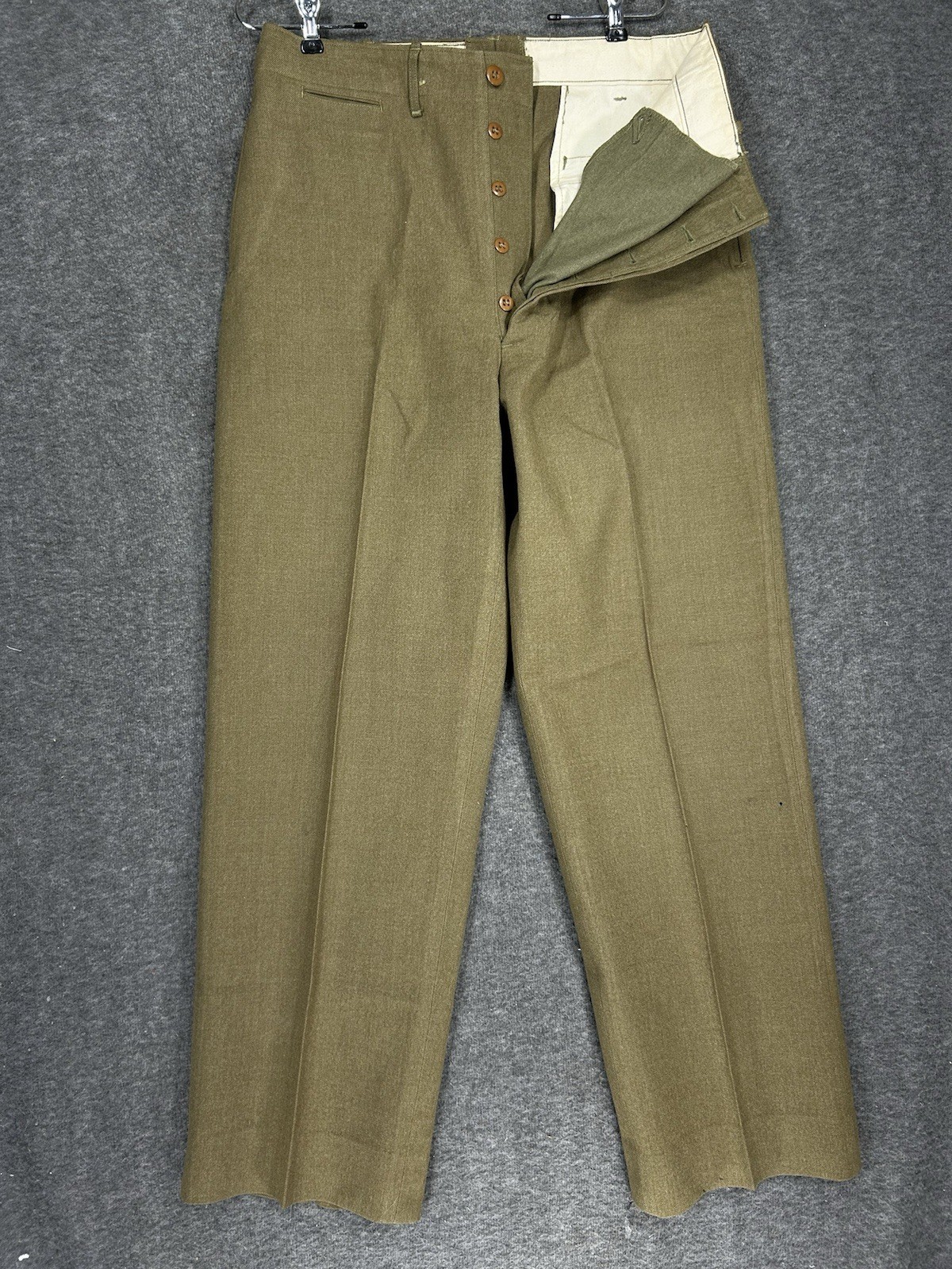 Vintage US Army M1937 Wool Trousers Pants Mens 33x33 (fits 32x31.5) OD WW2 40s Vintage US Army M1937 Wool Trousers Pants Mens 33x33 (fits 32x31.5) OD WW2 40s