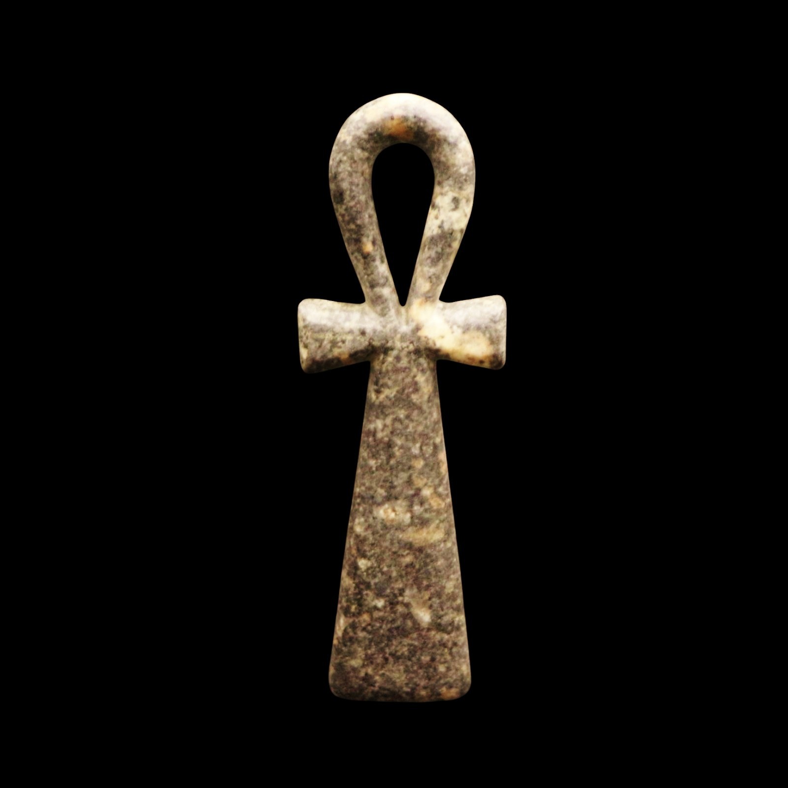 Large Old Ankh Cross Black Stone Carved Plaque Ancient Egyptian 