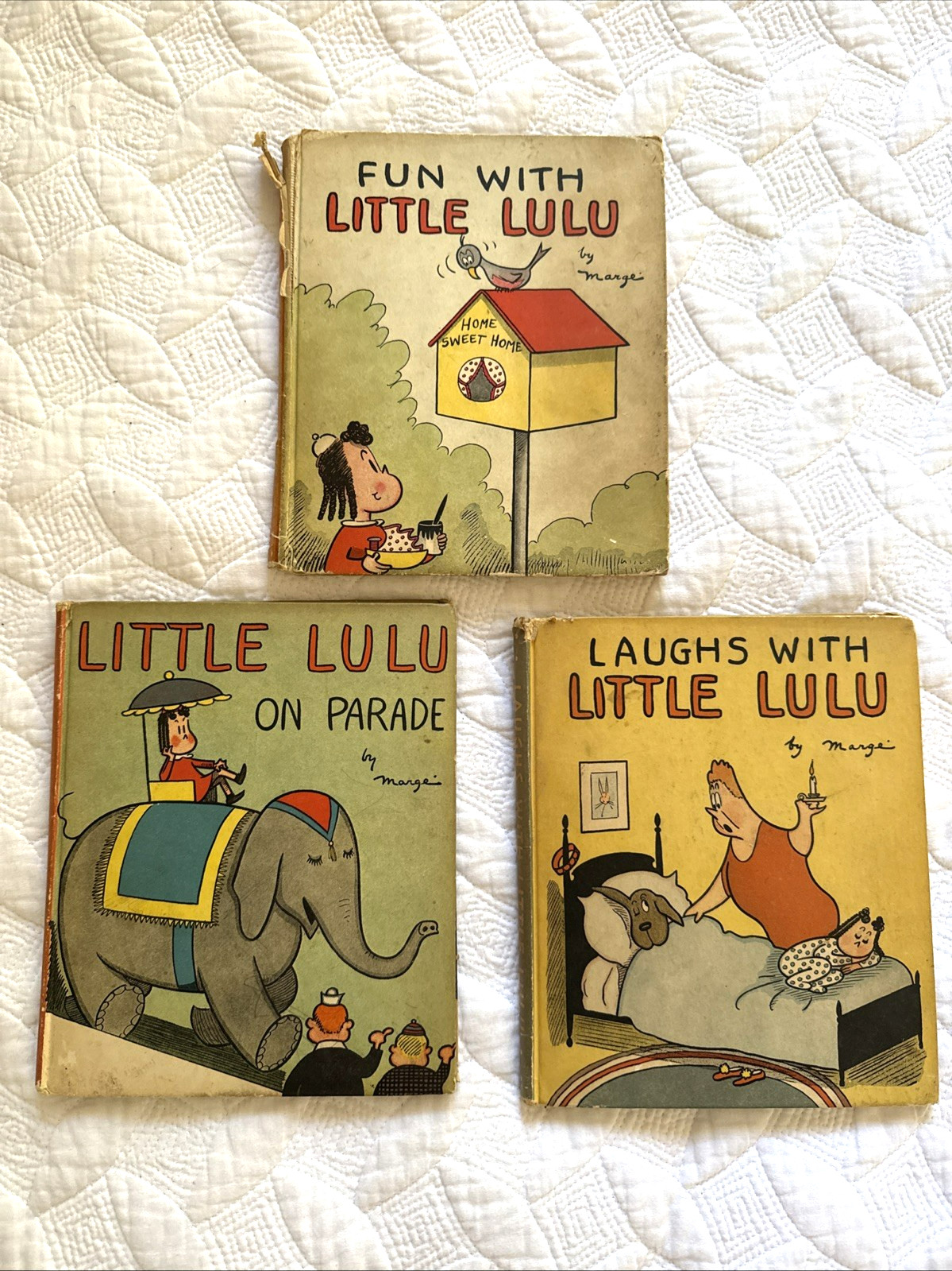 Set of 3 - Laughs With Little Lulu, on Parade, Fun w Hardcover 1942 David McKay