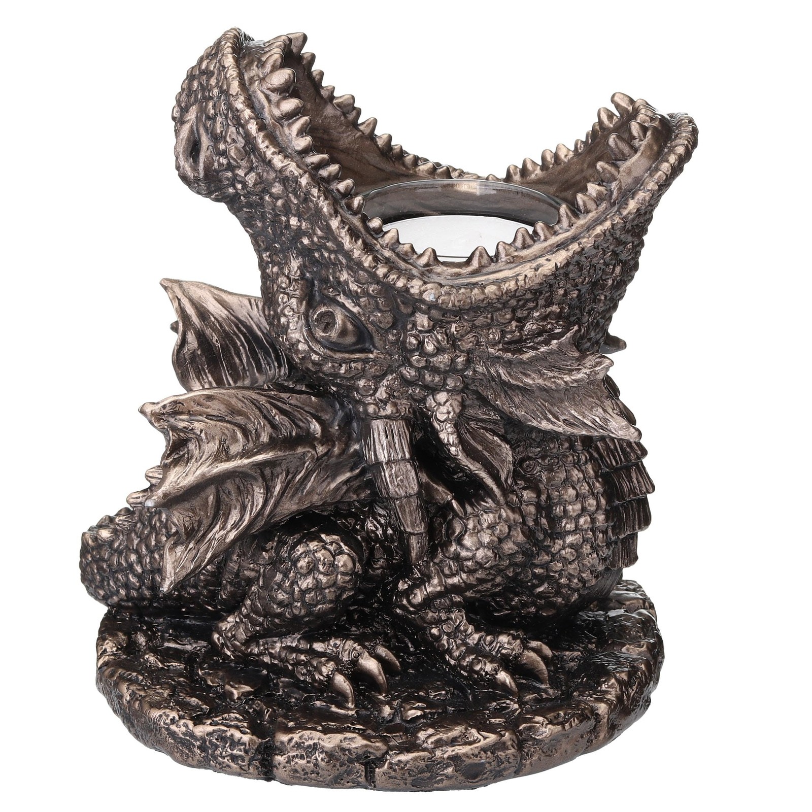 Veronese Design Dragon Breath Tealight Candle Holder, 5.25-Inch, Bronze Finish