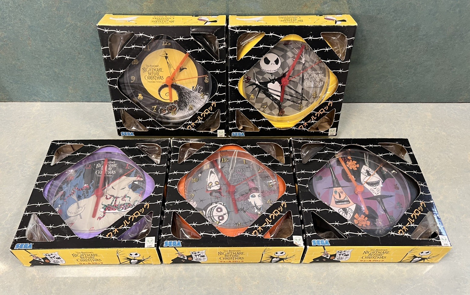 Tim Burton’s Nightmare Before Christmas Clock Set Of 5 SEGA 1997 New