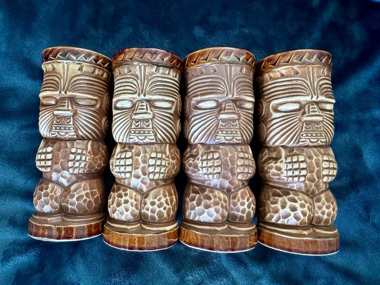 Vintage 70\'s Trader Dick\'s Tiki Mugs John Ascuada\'s Nugget OMC Japan Set of Four