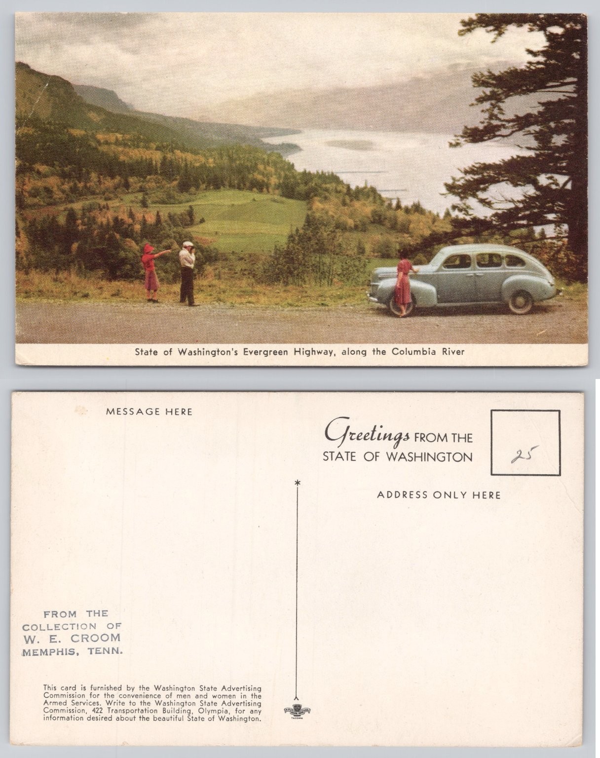 Vintage Washington State Evergreen Highway Columbia River Postcard W.E. Croom