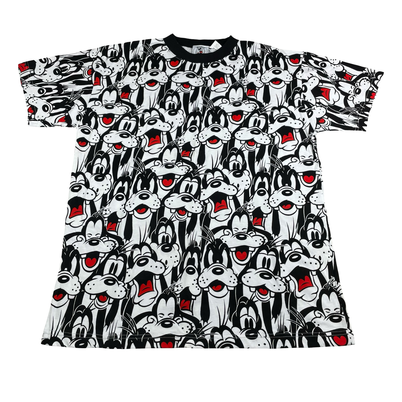 VTG NEW Disney Mickey & Co. Men's Goofy All-Over T-Shirt Black/White • Medium