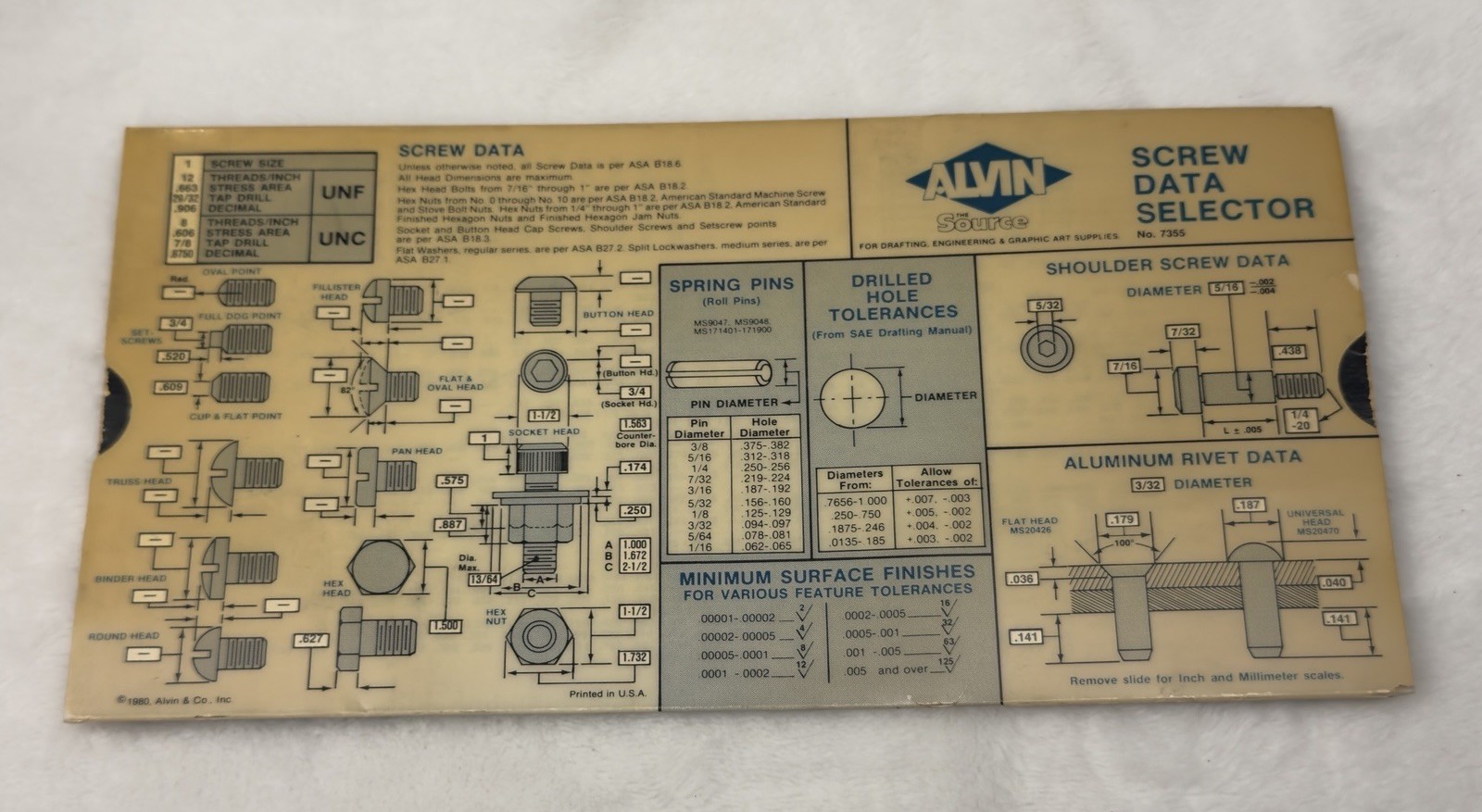 Vintage 1980 Alvin Screw Data Selector 7355 Drafting Engineering Graphic Art