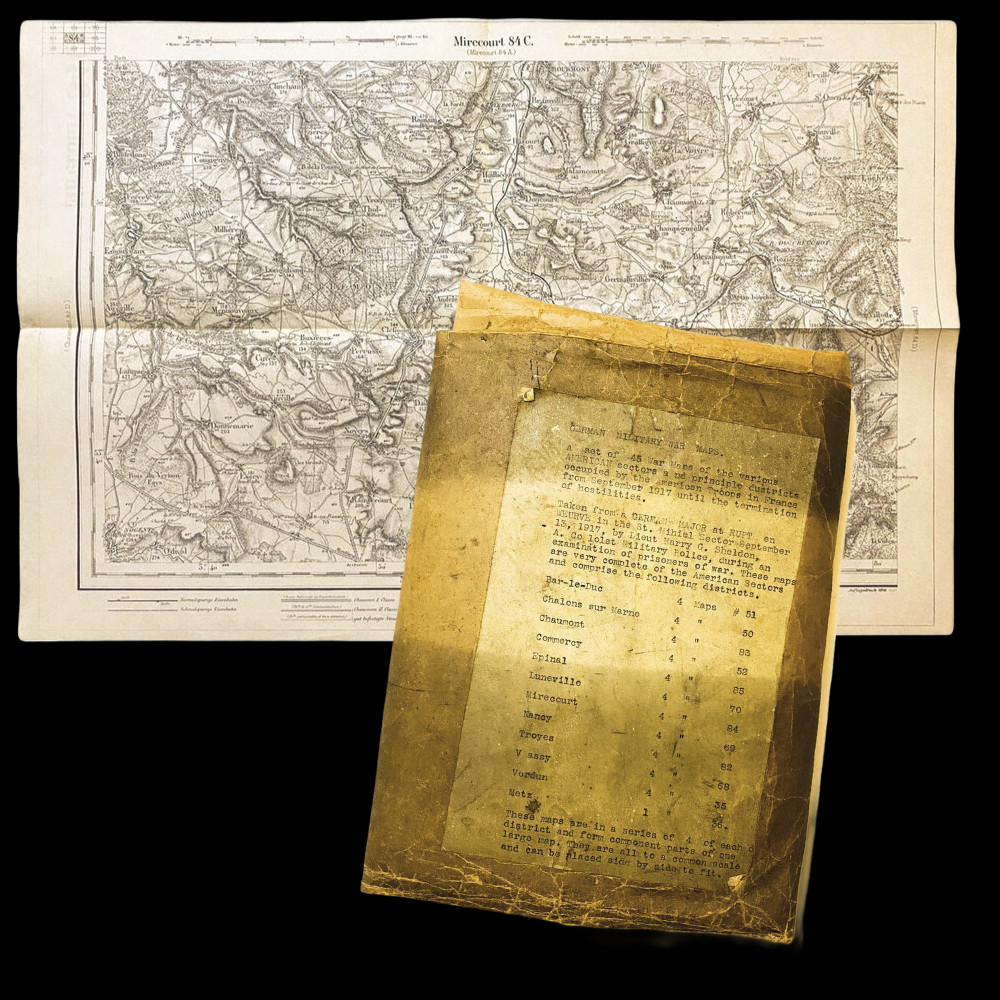 WWI Captured German Map St. Mihiel 26th Infantry Lt. Harry G Sheldon Mirecourt C
