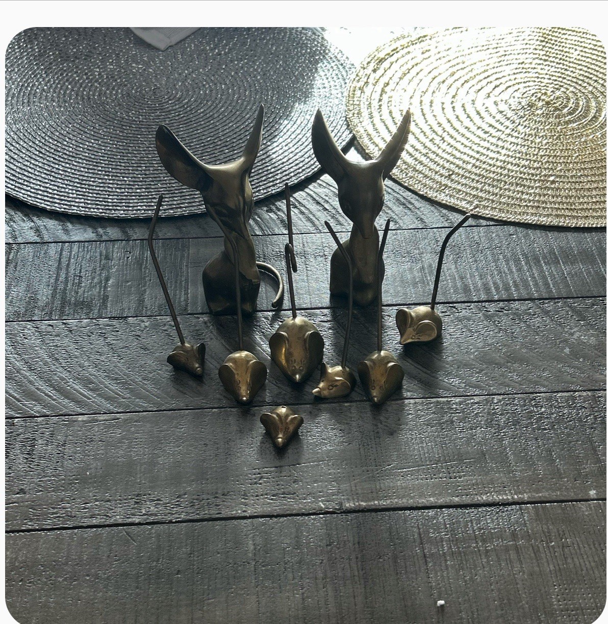 Leonard Solid Brass Mouse Figurines 2 And 6 Babies
