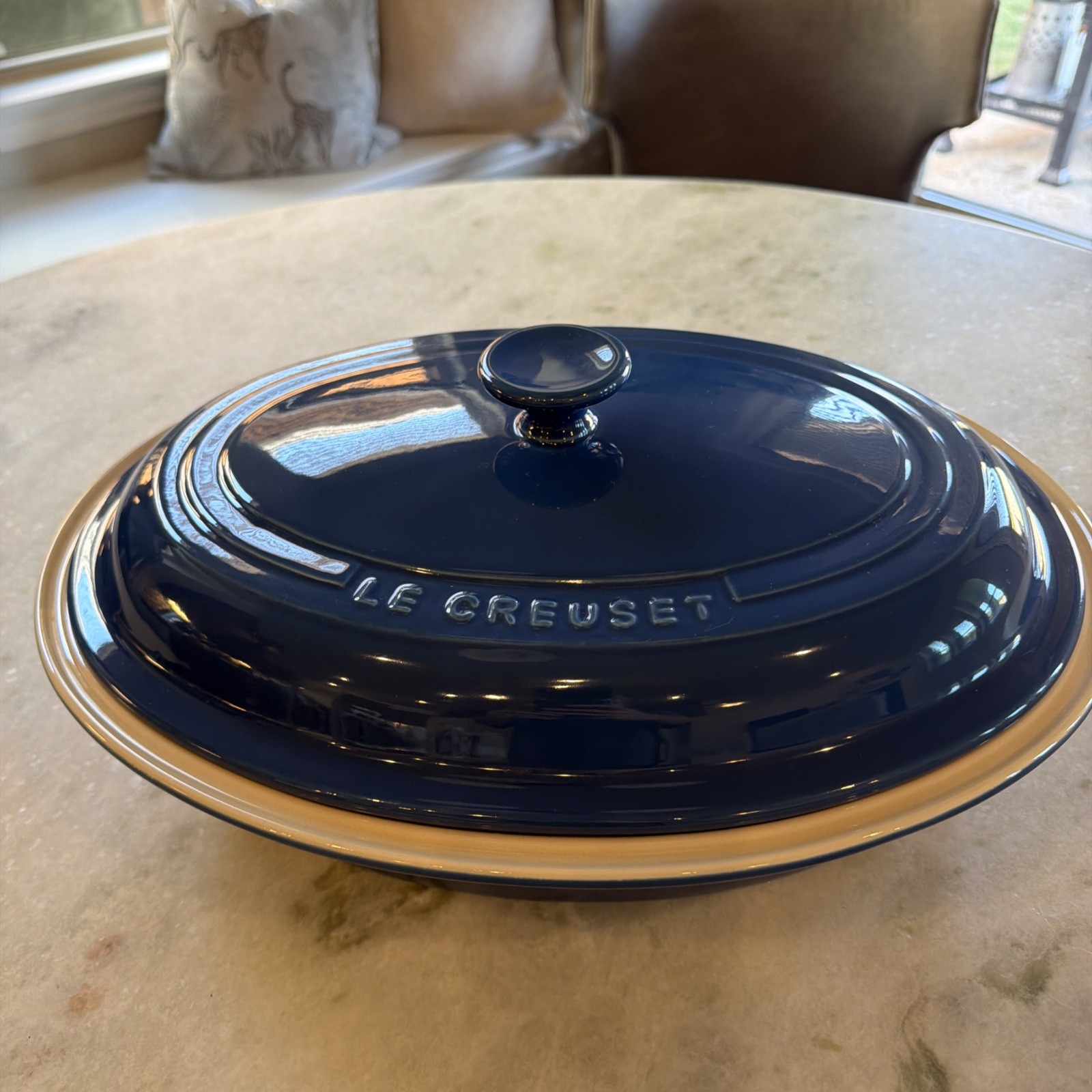 Vintage Le Creuset #35 Oval Dutch Oven 9.5 Qt Blue Enameled Iron Made In France