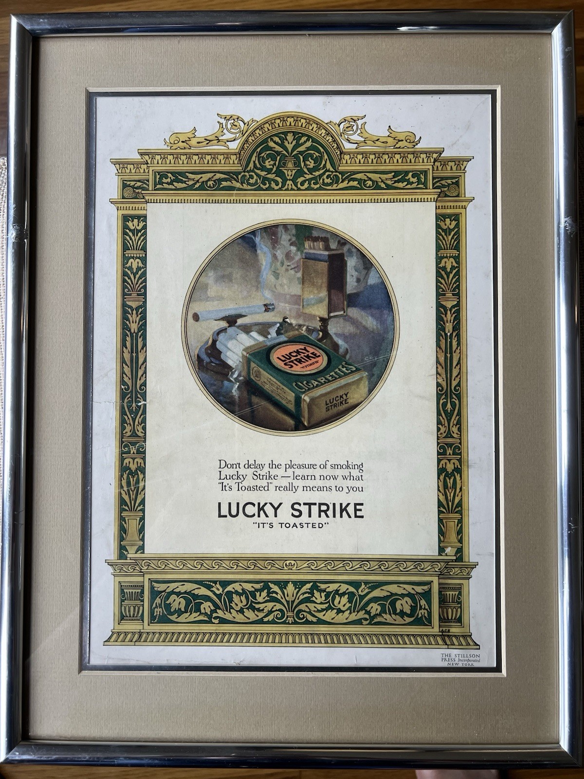 Vintage Lucky Strike Cigarettes “It’s Toasted” Advertising Ad Framed art Nouveau