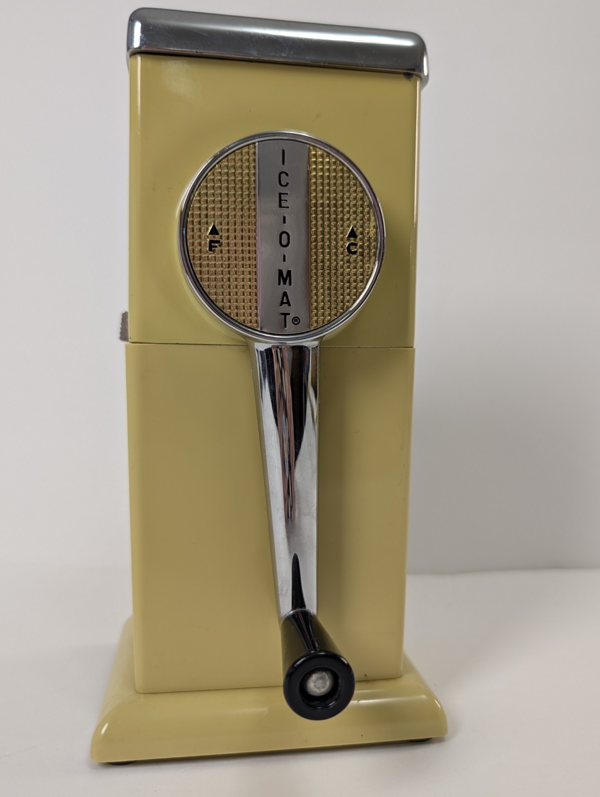 Rival Ice-O-Mat Vintage Hand Crank Ice Crusher Counter Top Wall Mount Yellow