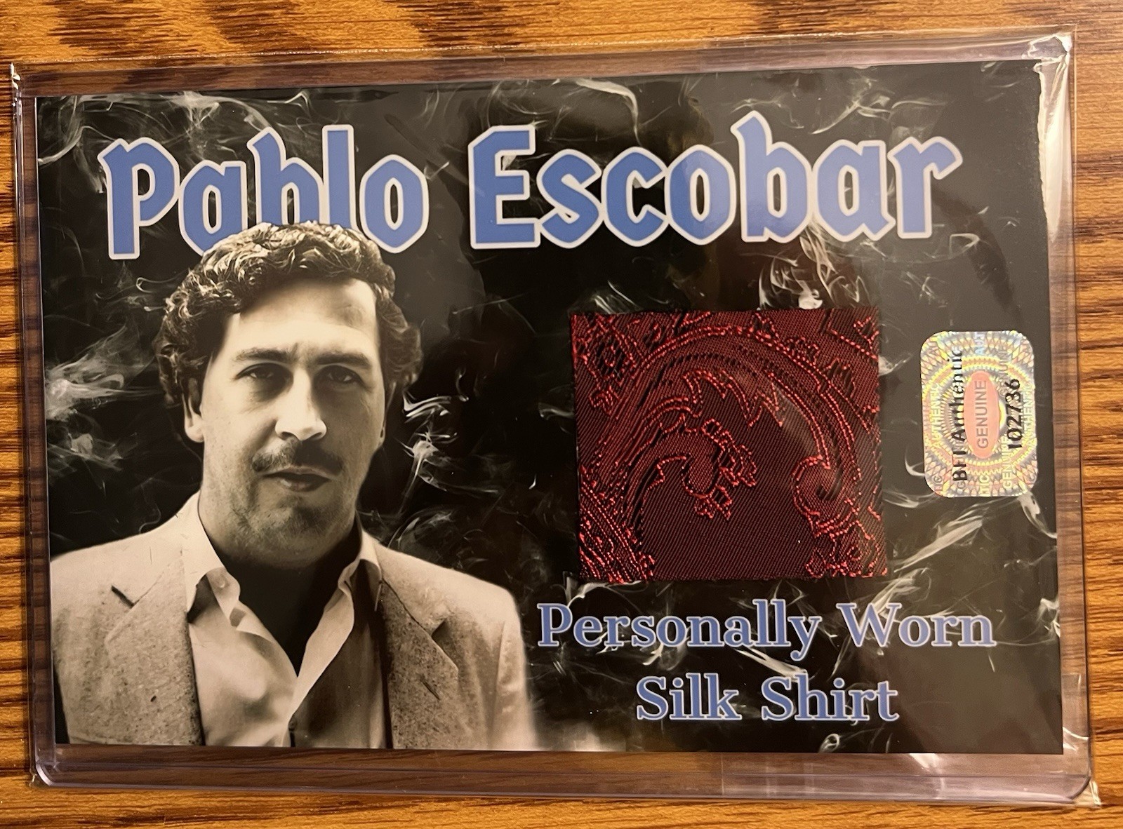 PABLO ESCOBAR HUGE PERSONALLY WORN SHIRT SWATCH ENDORSED BY THE ESCOBAR ESTATE 