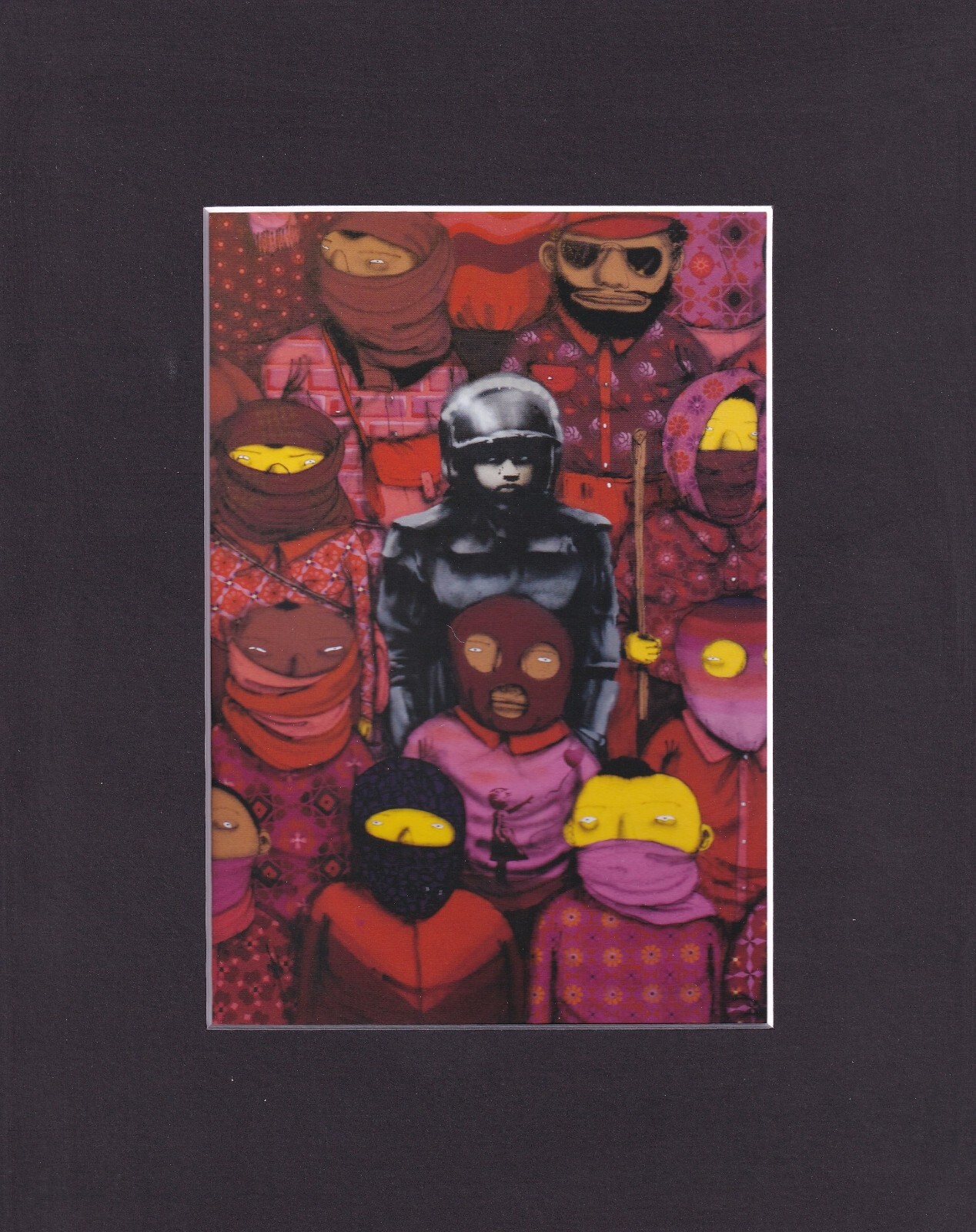 8X10 Matted Print Graffiti Art Picture, Banksy: Standing Out in Crowd