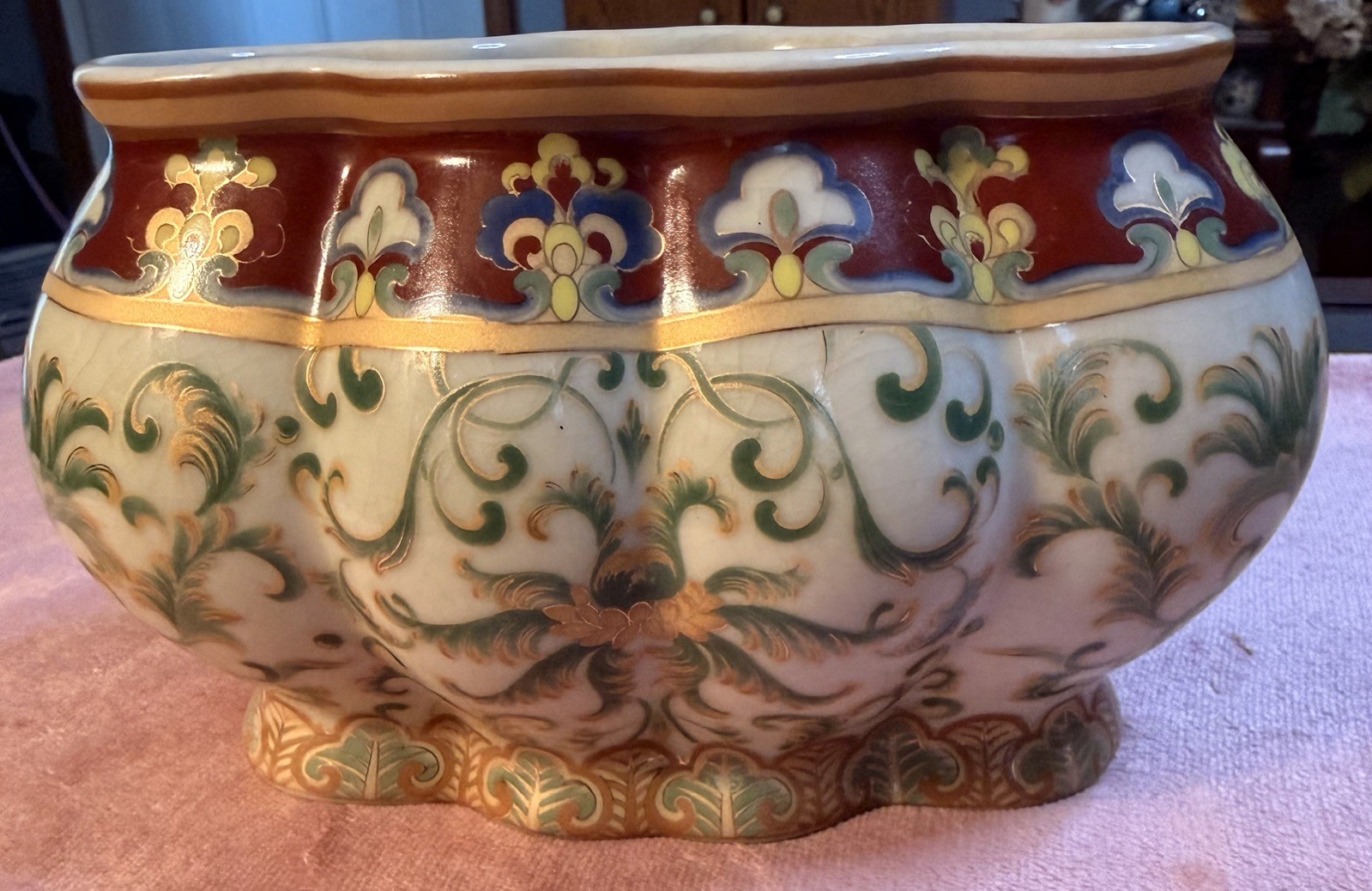 Amita~Chinese Export Porcelain Oval Flower Planter/ Pot/ Vase Antique RARE