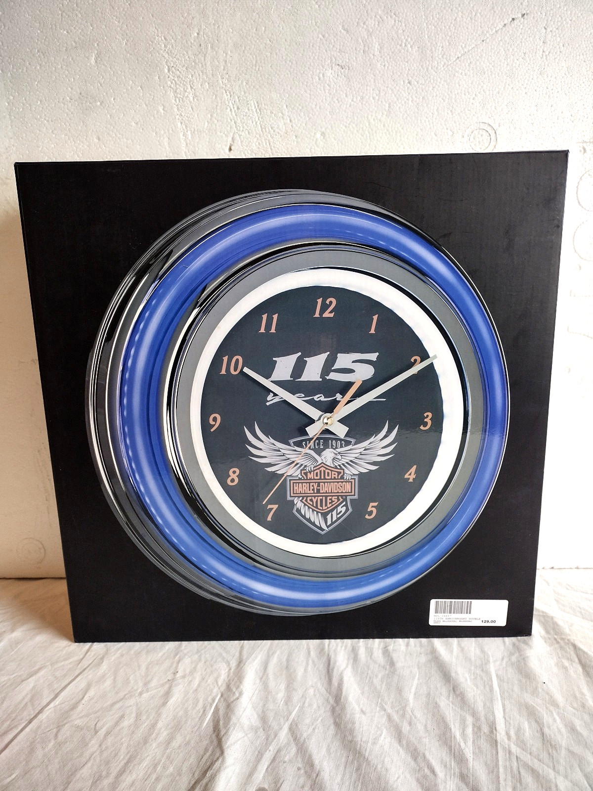 2017 Harley Davidson 115 Years Clock Double LED Blue & White 115th Anniversary