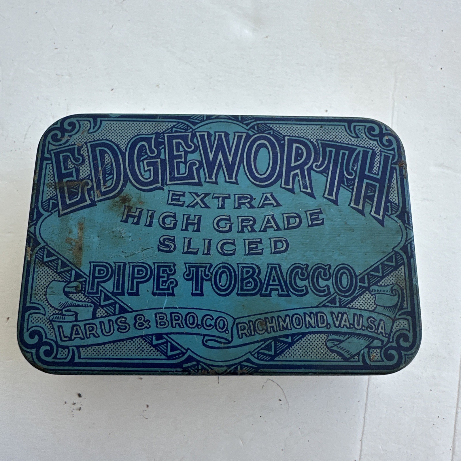 Vintage Edgeworth Pipe Tobacco Tin Extra High Grade Sliced Larus Richmond VA USA