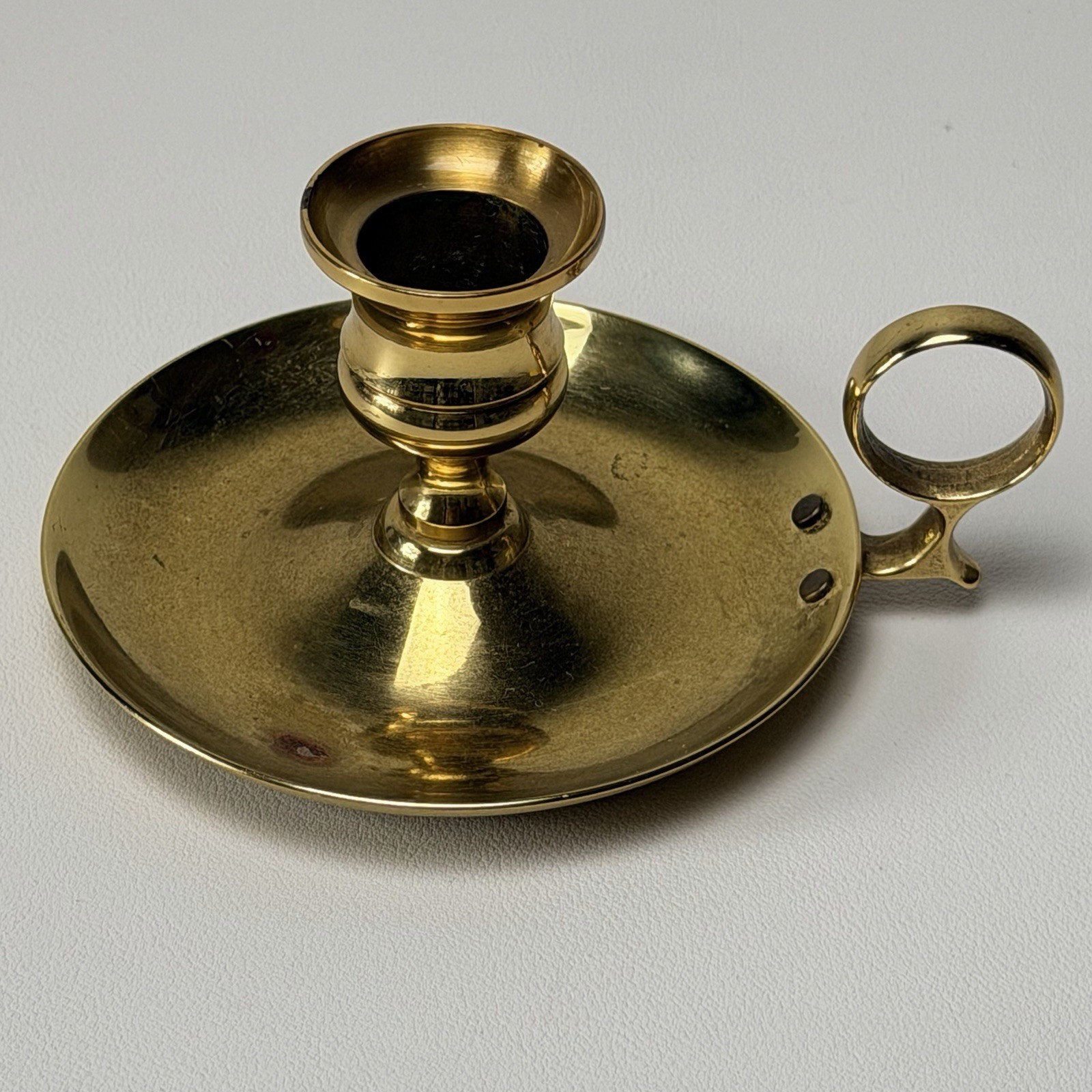 Vintage Baldwin Brass Chamberstick Candle Holder Ring Handle Victorian Patina