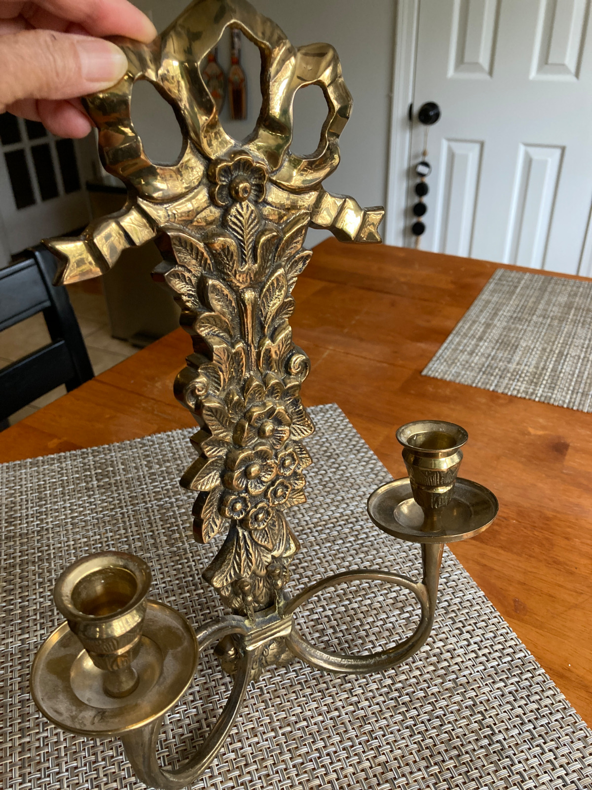 Vintage, Pair Golden Italian Brass Wall-mount Candle holder-2 bundle