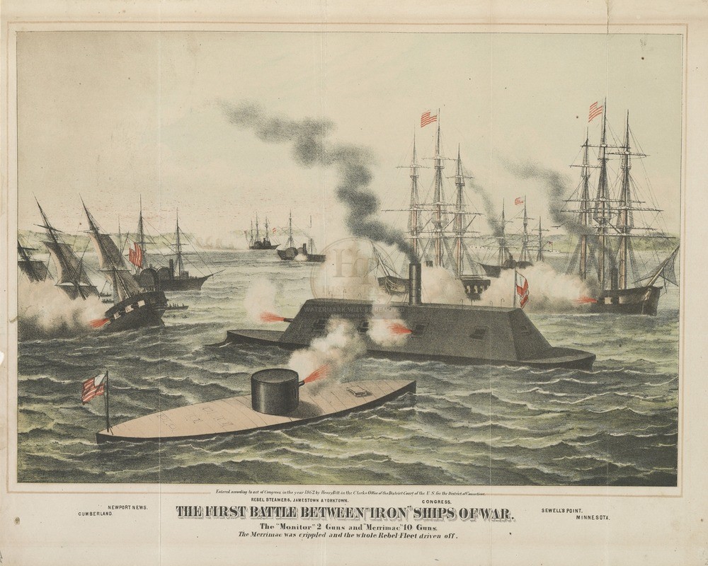 The First Battle Between Iron Ships of War 1862 8x10 Print HT51341358