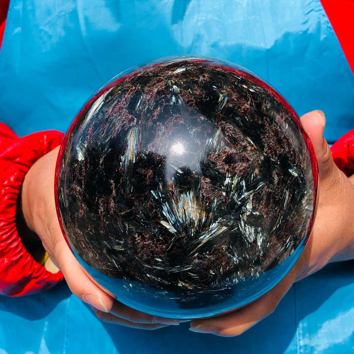 8.25LB Large Natural Garnet Sphere Crystal Firework Stone Ball Reiki Healing