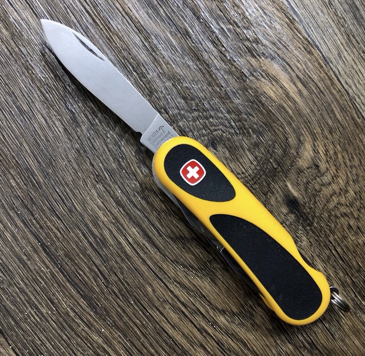 2000s Wenger Delemont SAK EvoGrip 18 85mm Yellow Folding Multi-Tool Pocket Knife