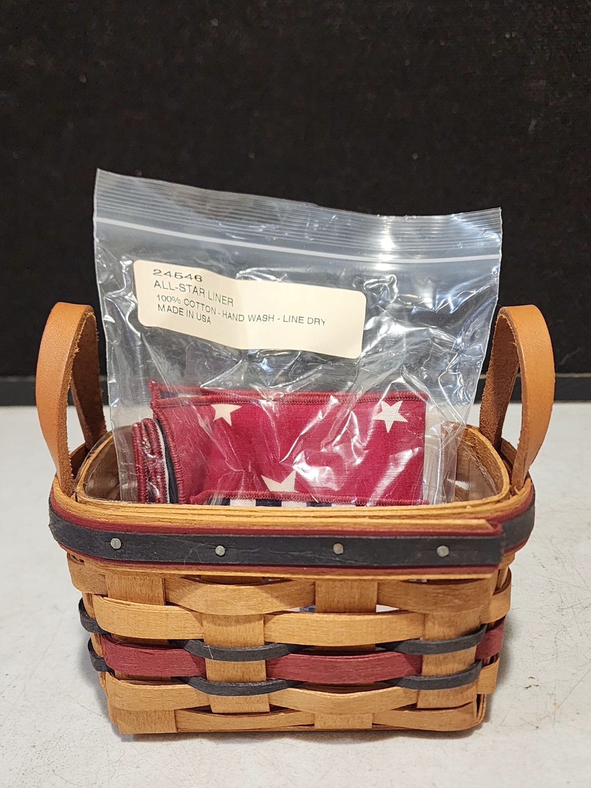 1993 Longaberger All Star Trio Basket Combo Stars & Stripes Liner and Protector 1993 Longaberger All Star Trio Basket Combo Stars & Stripes Liner and Protector
