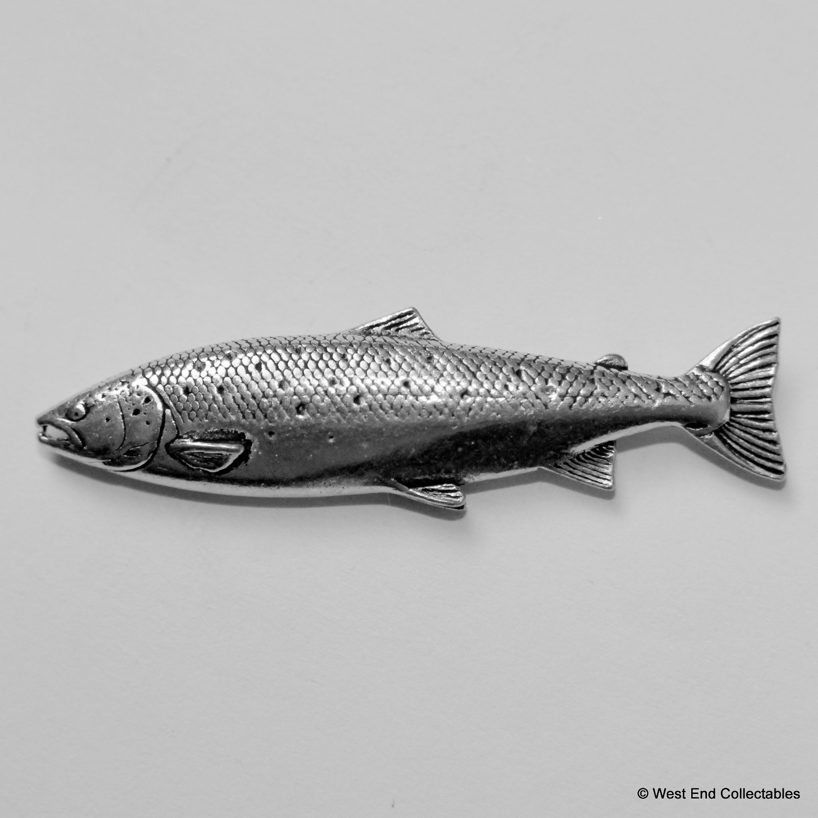 Salmon Pewter Pin Brooch -British Handcrafted- Atlantic Scottish Fly Fishing