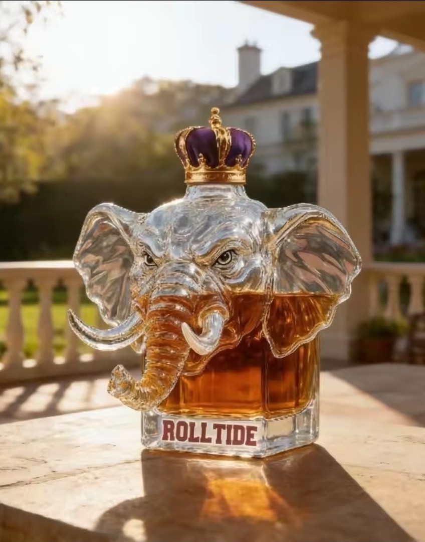 Alabama Football Liquor Whiskey Decanter Mini Bottle  Roll Tide 