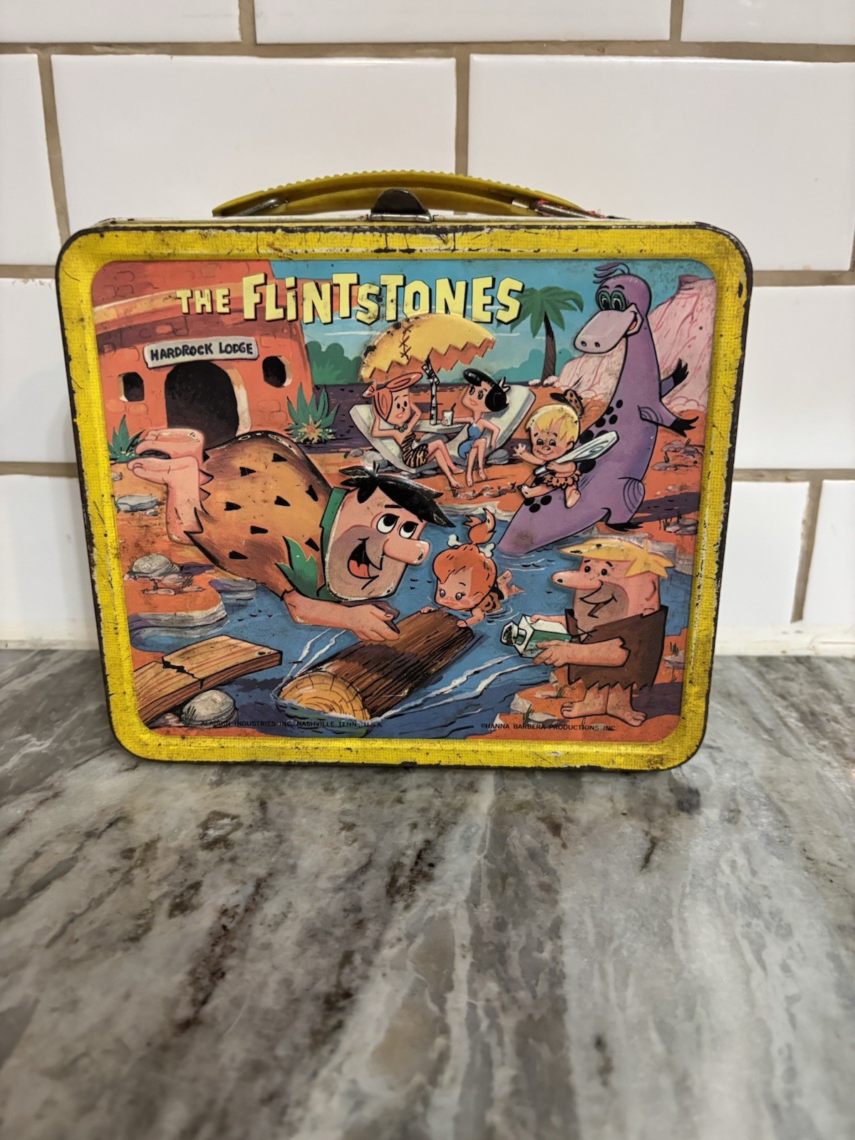 Vintage 1962 or 1964 Flintstones Lunchbox Metal Aladdin - NO THERMOS or Holder Vintage 1962 or 1964 Flintstones Lunchbox Metal Aladdin - NO THERMOS or Holder