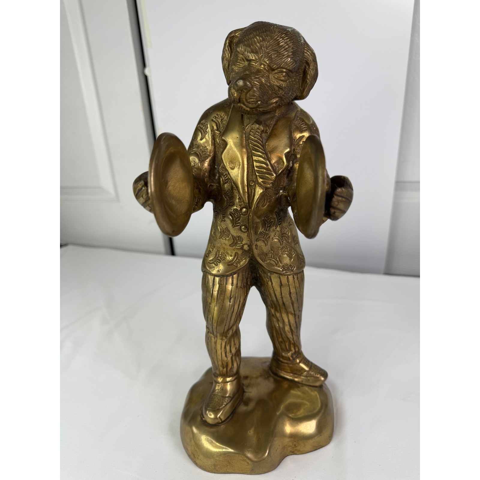 Vintage Sarreid Ltd Brass Dog Musician Statue 14