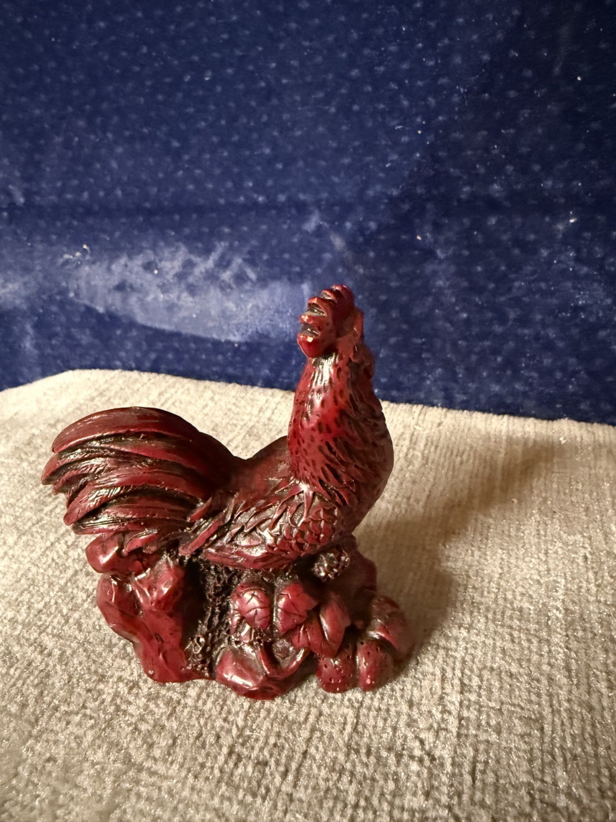 Red Rooster Figurine Gold Accents Farmhouse Country Kitchen Decor