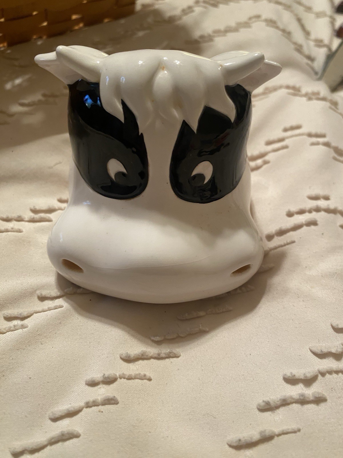 Vintage Smiling Cow Head Ceramic Ashtray / Incense Burner / Sponge Soap Dish