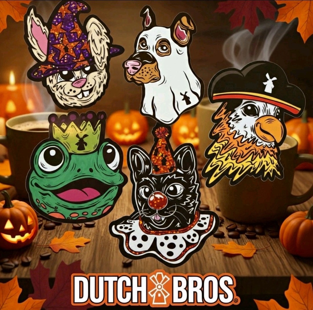 Pre-Sale Dutch Bros Halloween Edition Complete 5 Sticker Set October 27th, 2026