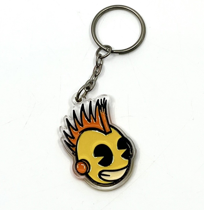Kidrobot Keychain – Yellow KidPunk Mascot Head w/ Mohawk – Acrylic Accessory