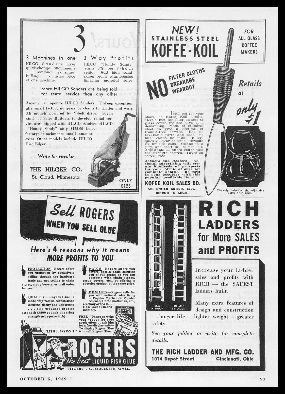 1939 Rogers Gloucester Massachusetts Liquid Fish Glue Gluey Elf Vintage Print Ad