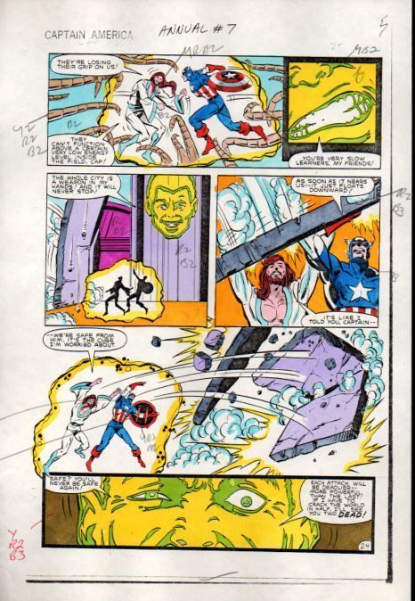 Vintage Original 1980\'s Captain America Annual 7 page 24 Marvel color guide art Vintage Original 1980\'s Captain America Annual 7 page 24 Marvel color guide art